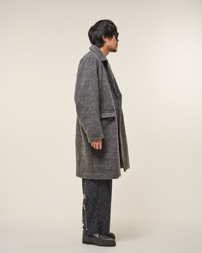 [2025 AW] EFFECTEN / Shaggy wool double breasted long coat