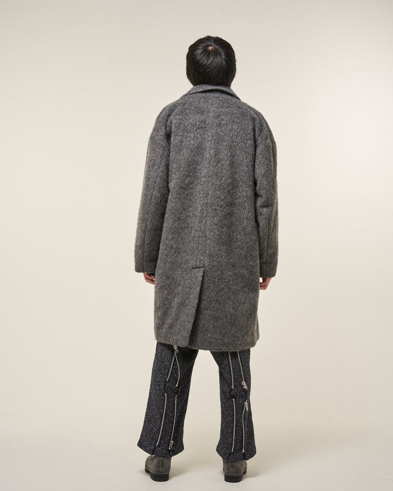 [2025 AW] EFFECTEN / Shaggy wool double breasted long coat