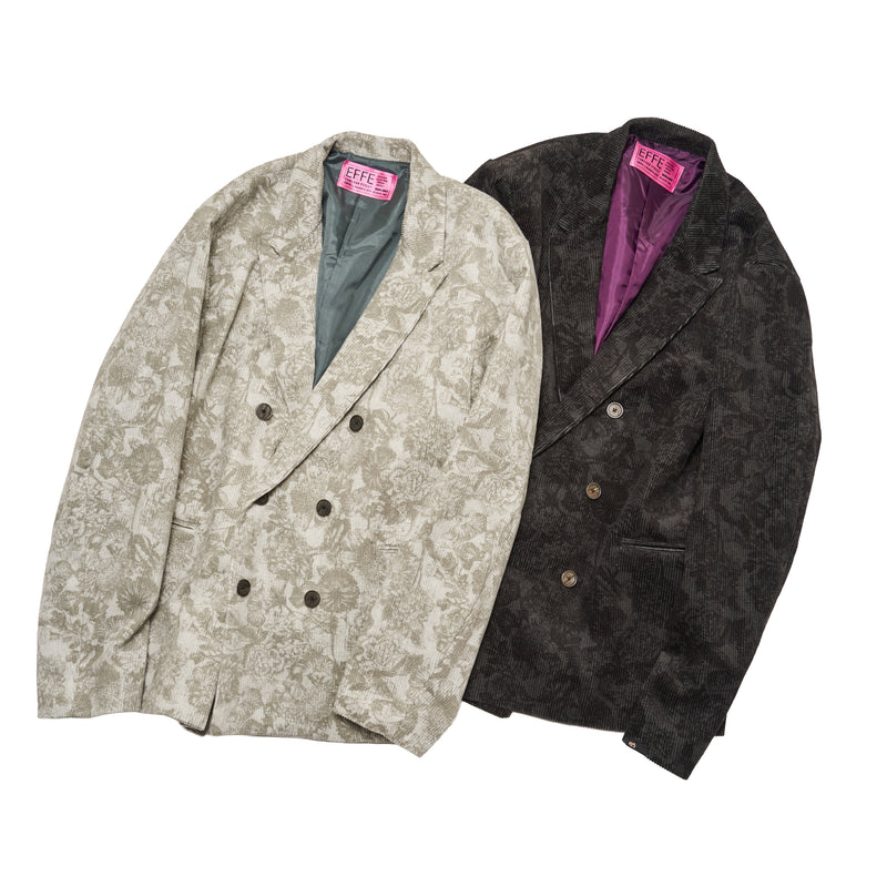 [2025 AW] EFFECTEN / Flower corduroy double breasted tailored jacket