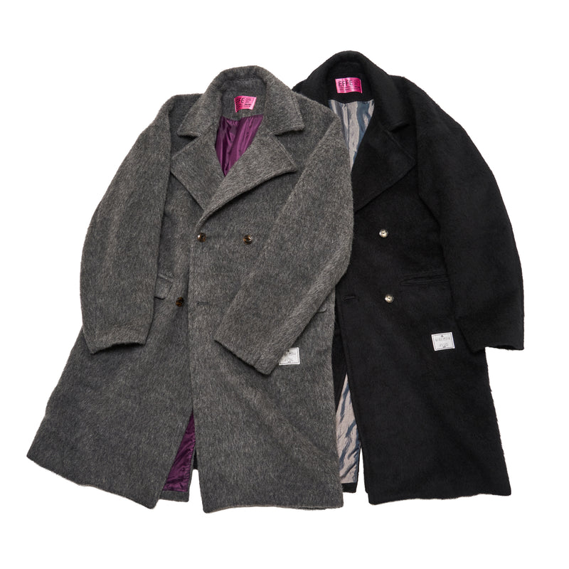 [2025 AW] EFFECTEN / Shaggy wool double breasted long coat