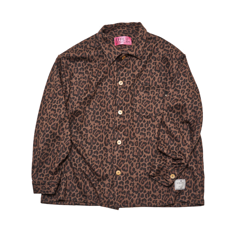 [2025 AW] EFFECTEN / Smooth velour wide shirts (Leopard)