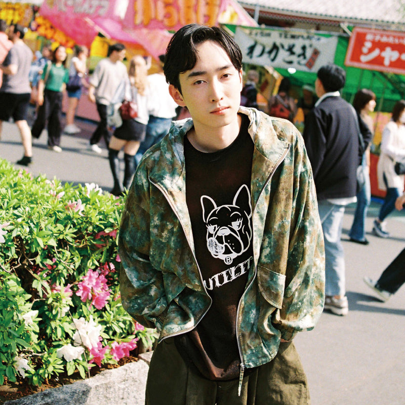[2025 summer] EFFECTEN / Flower jacquard tie-dye sheer zip hoodie