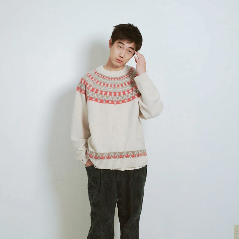Name. / 2025aw WOOL NORDIC KNIT SWEATER : INSIDE OUT PATTERN