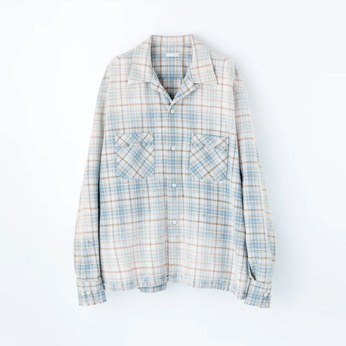 Name. / COTTON FLANNEL PLAID OPEN COLLAR SHIRT : DISTRESSED