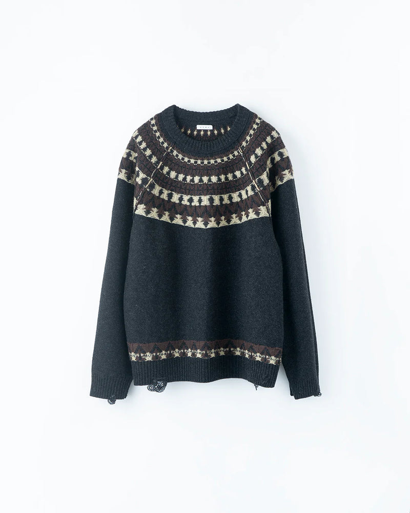 Name. / 2025aw WOOL NORDIC KNIT SWEATER : INSIDE OUT PATTERN