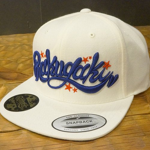 RAKUGAKI RAKUGAKI Main logo Snap Back Cap White x Blue/Red