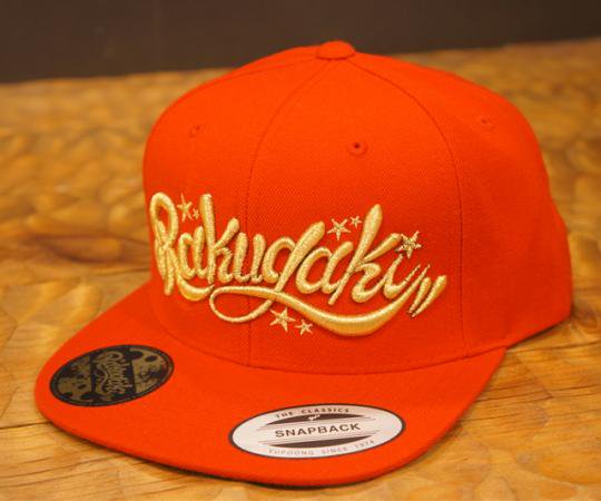 RAKUGAKI RAKUGAKI Main logo Snap Back Cap Red x Gold