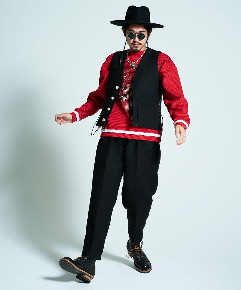 [予約商品2022aw] SEVESKIG/セブシグ/ Embroidery Wool Adapt Pants
