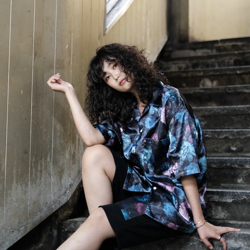 [予約商品] RatHearts(ラットハーツ) Blue Flower Shirts