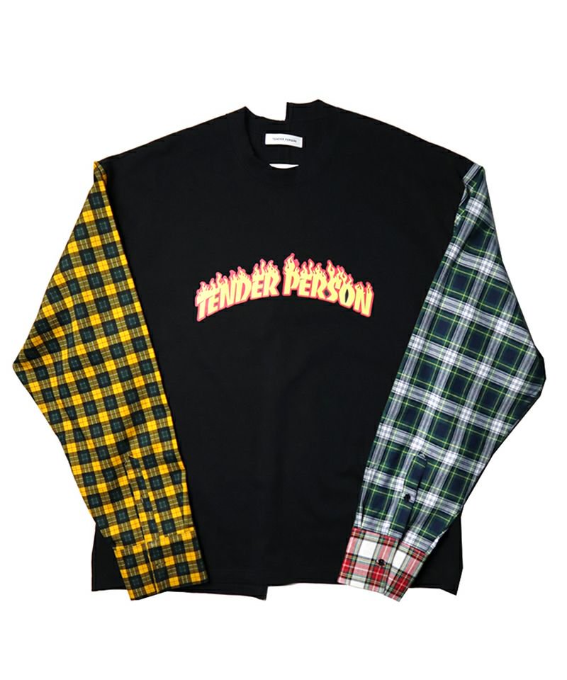 TENDER PERSON(テンダーパーソン) CHECK SHIRT SLEEVE LONG TEE